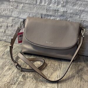 kate spade Pebbled Leather Crossbody in Taupe Gray
